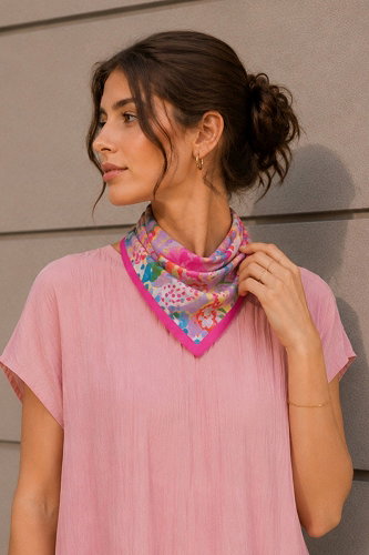 moda selvim Desenli Fular Bandana 070AFV475 Desen24 - Thumbnail