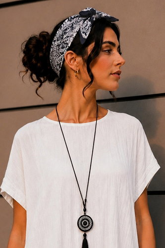 moda selvim Desenli Fular Bandana 070AFV475 Desen3 - Thumbnail