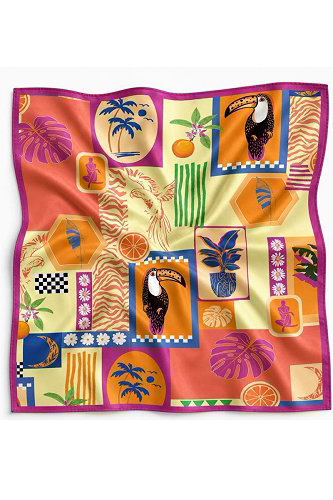 moda selvim Desenli Fular Bandana 070AFV475 Desen8 - Thumbnail