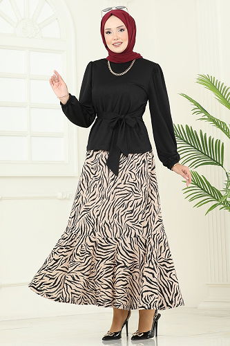 moda selvim Desenli Helen Etekli Takım 4114PM271 Desen1 Zebra&Vizyon - Thumbnail