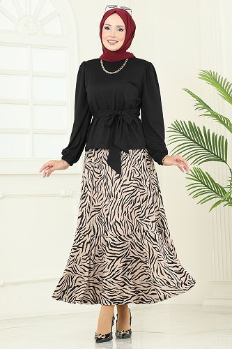 moda selvim Desenli Helen Etekli Takım 4114PM271 Desen1 Zebra&Vizyon - Thumbnail