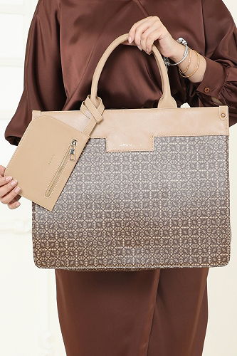 moda selvim Desenli Kadın Omuz Çantası 6150ARK1142 Vizyon - Thumbnail