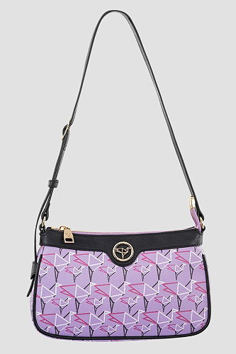 moda selvim Desenli Omuz Ve Kol Çantası 307GBK1140 Lila - Thumbnail