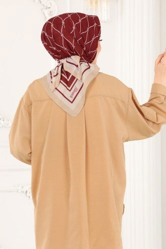 moda selvim Dalga Desenli Eşarp Serisi 108IPK758 Bordo - Thumbnail