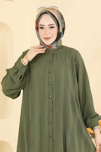 moda selvim Desenli Şık 2 li Takım 3319HBS856 Haki - Thumbnail