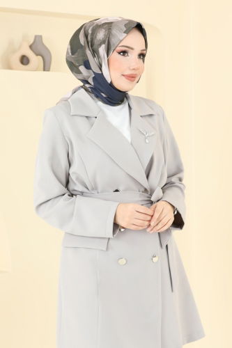 moda selvim Desenli Soft Eşarp 501ERB1087 Haki - Thumbnail