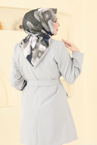 moda selvim Desenli Soft Eşarp 501ERB1087 Haki - Thumbnail