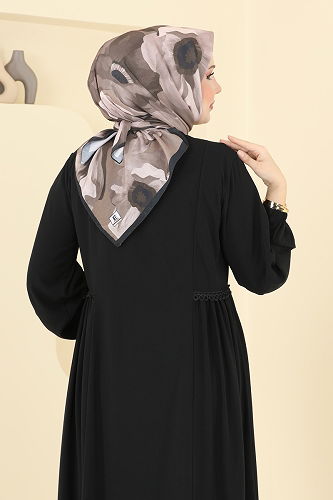 moda selvim Desenli Soft Eşarp 501ERB1087 Koyu Vizyon - Thumbnail