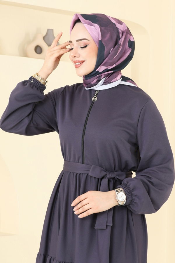 Modaselvim Eşarp Desenli Soft Eşarp 501ERB1087 Mürdüm