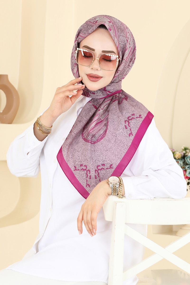 Desenli Soft Eşarp Serisi 156IPK758 Fuşya