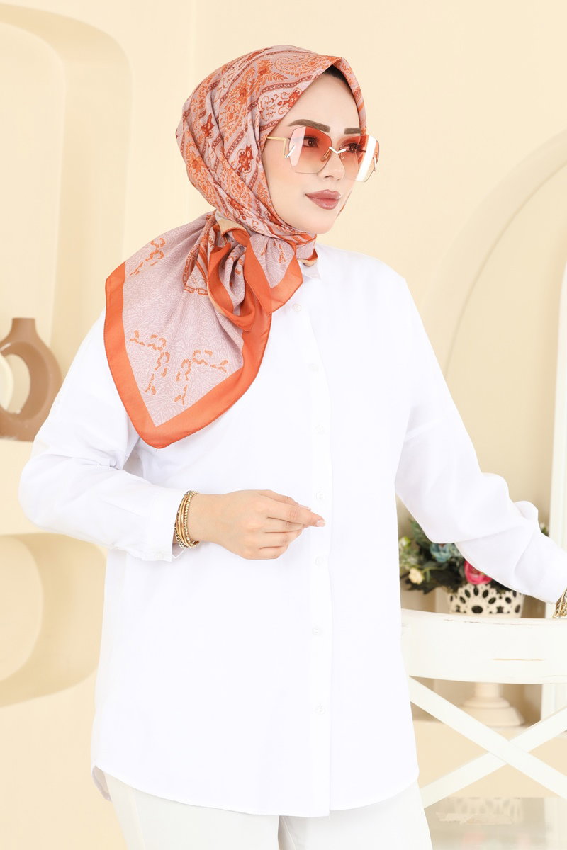Desenli Soft Eşarp Serisi 156IPK758 Taba