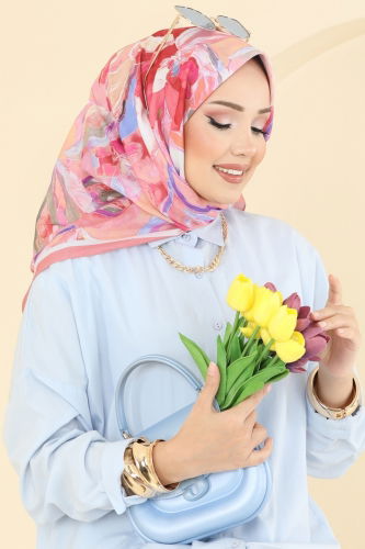 E.R.B. - Desenli Soft Eşarp Serisi 503ERB1087 Somon