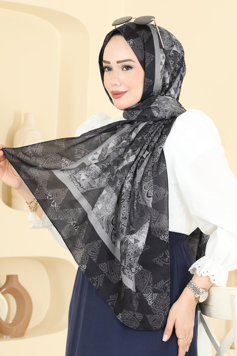 Desenli Soft Şal Serisi 165AFV475 Siyah