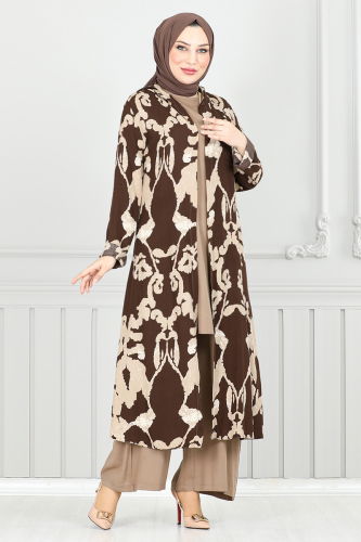 MRV B.G.S. - Desenli Üçlü Viskon Takım 0332BGS895 Kahve&Vizyon