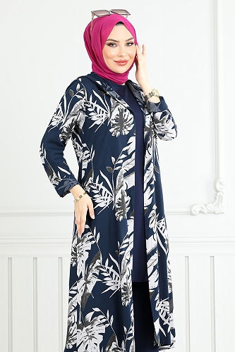 moda selvim Desenli Viskon Takım 4030BGS895-M Laci - Thumbnail