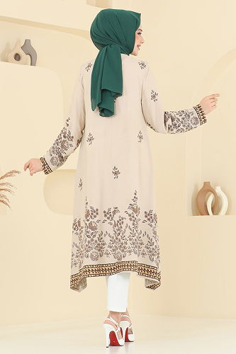 moda selvim Desenli Viskon Tunik 1003ZNN863 Vizyon - Thumbnail