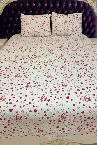 H.B. - Desenli Yatak Örtüsü Takımı 3 Parça 1014HB1195 Pembe