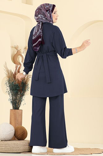 moda selvim Dik Yaka Modal Takım 2722AYD574 Laci - Thumbnail