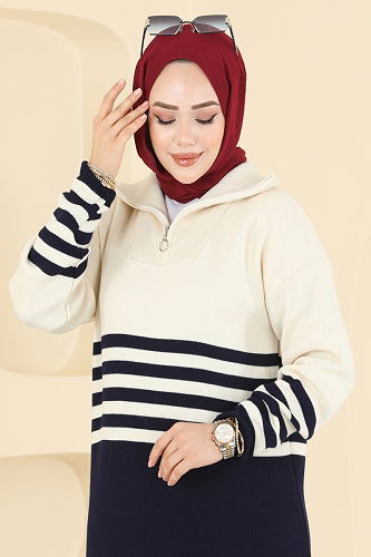 moda selvim Dik Yaka Triko Elbise 9051OZN1046 Laci - Thumbnail