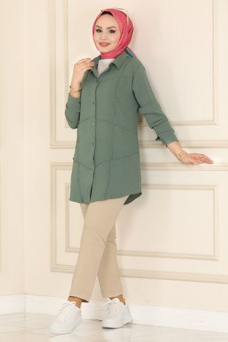 moda selvim Dikiş Detaylı Aerobin Tunik 5989AYD574 Mint - Thumbnail