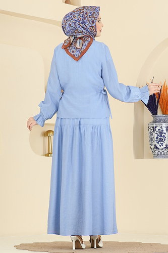 moda selvim Dokuma Kumaş 2 li Takım 351ASN888 Bebe Mavisi - Thumbnail