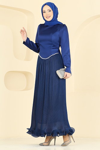 moda selvim Dökümlü Piliseli Şık Abiye 6281BSK463 Laci - Thumbnail