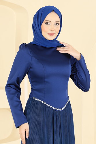 moda selvim Dökümlü Piliseli Şık Abiye 6281BSK463 Laci - Thumbnail