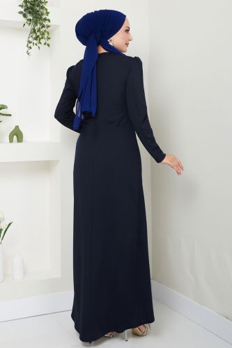 moda selvim Drape Detaylı Elbise ASM2743 Laci - Thumbnail