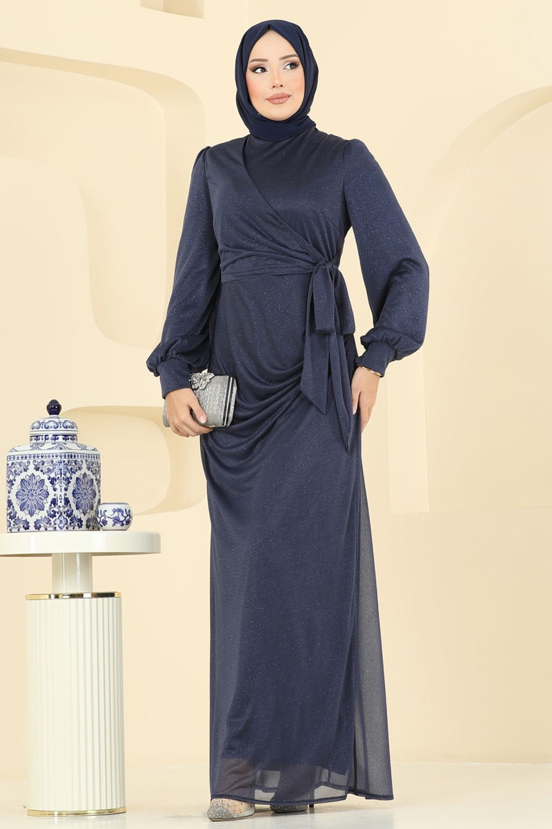 Drape Detaylı Simli  Abiye 2829ELCK1161 Laci