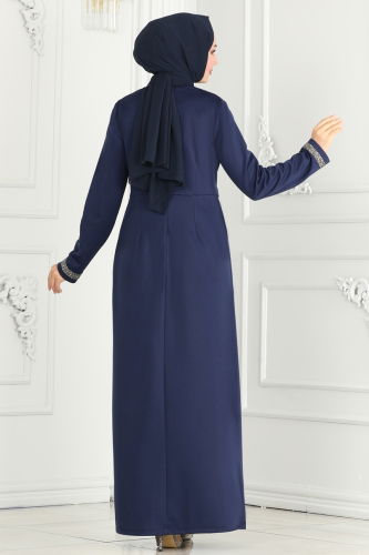 moda selvim Drape Taş Detaylı Abiye 2529SL432 Laci - Thumbnail