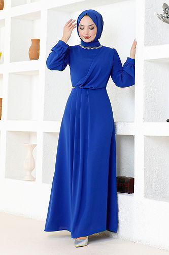 moda selvim Draped Crepe Dress EMO6147-M Saks - Thumbnail