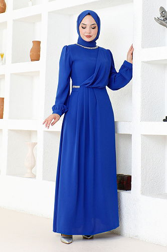 moda selvim Draped Crepe Dress EMO6147-M Saks - Thumbnail