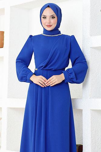 moda selvim Draped Crepe Dress EMO6147-M Saks - Thumbnail