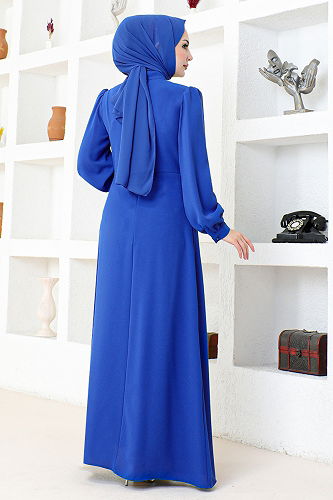 moda selvim Draped Crepe Dress EMO6147-M Saks - Thumbnail