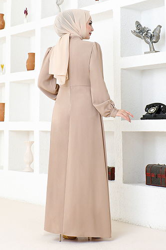 moda selvim Draped Crepe Dress EMO6147-M Vision - Thumbnail