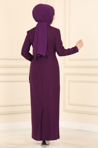 moda selvim Dress ASM2580 Damson - Thumbnail