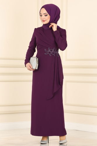 moda selvim Dress ASM2580 Damson - Thumbnail