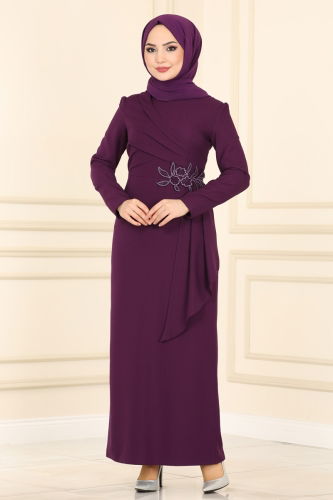 moda selvim DRESS ASM2580 Damson - Thumbnail