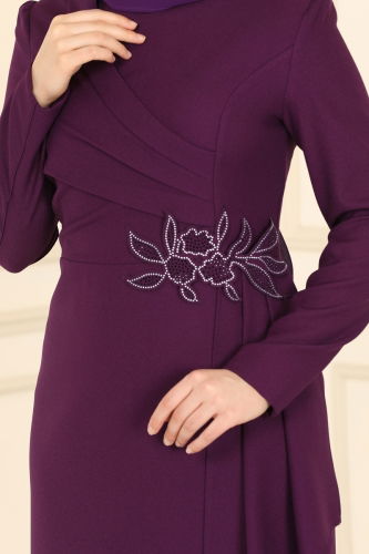 moda selvim Dress ASM2580 Damson - Thumbnail