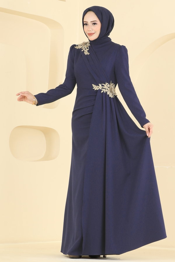 Modaselvim ABİYE Drapeli Dantel İşleme Abiye ASM2866 Laci