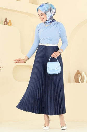 moda selvim Drapeli Etekli Takım 2802MP806 Bebe Mavi&Laci - Thumbnail