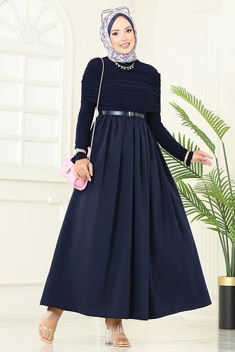 moda selvim Drapeli Sandy Elbise 2421ANT466 Laci - Thumbnail