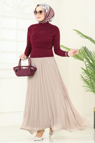 A.Y.D. - Drapeli Tesettür Bluz 4725AYD574 Bordo