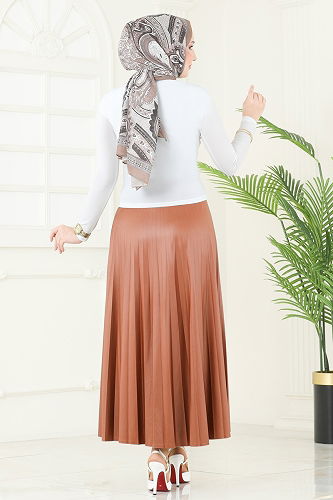 moda selvim Drapeli Tesettür Bluz 4725AYD574 Ekru - Thumbnail