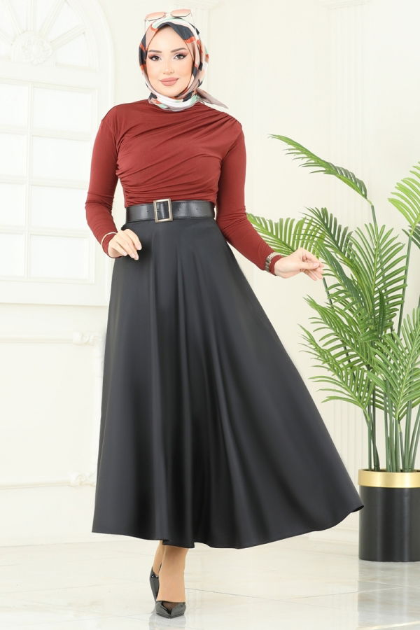 Modaselvim Bluz ve Gömlek Drapeli Tesettür Bluz 4725AYD574 Kiremit