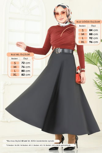 moda selvim Drapeli Tesettür Bluz 4725AYD574 Kiremit - Thumbnail