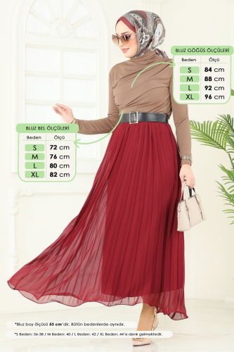 moda selvim Drapeli Tesettür Bluz 4725AYD574 Koyu Vizyon - Thumbnail