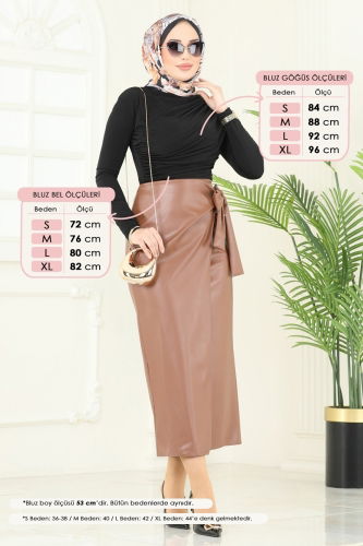 moda selvim Drapeli Tesettür Bluz 4725AYD574 Siyah - Thumbnail