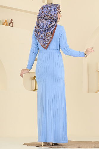 moda selvim Dress 0012MT581 Baby Blue - Thumbnail