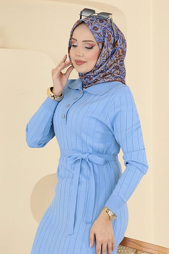 moda selvim الفستان أزرق فاتح 0012MT581 - Thumbnail